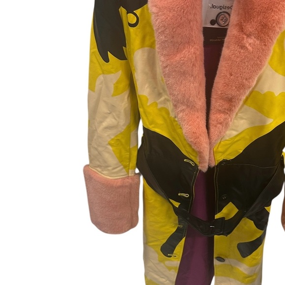 Desigual Yellow and Pink Trench Coat - Picture 6 of 9